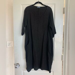 Linen Black Shirt Dress